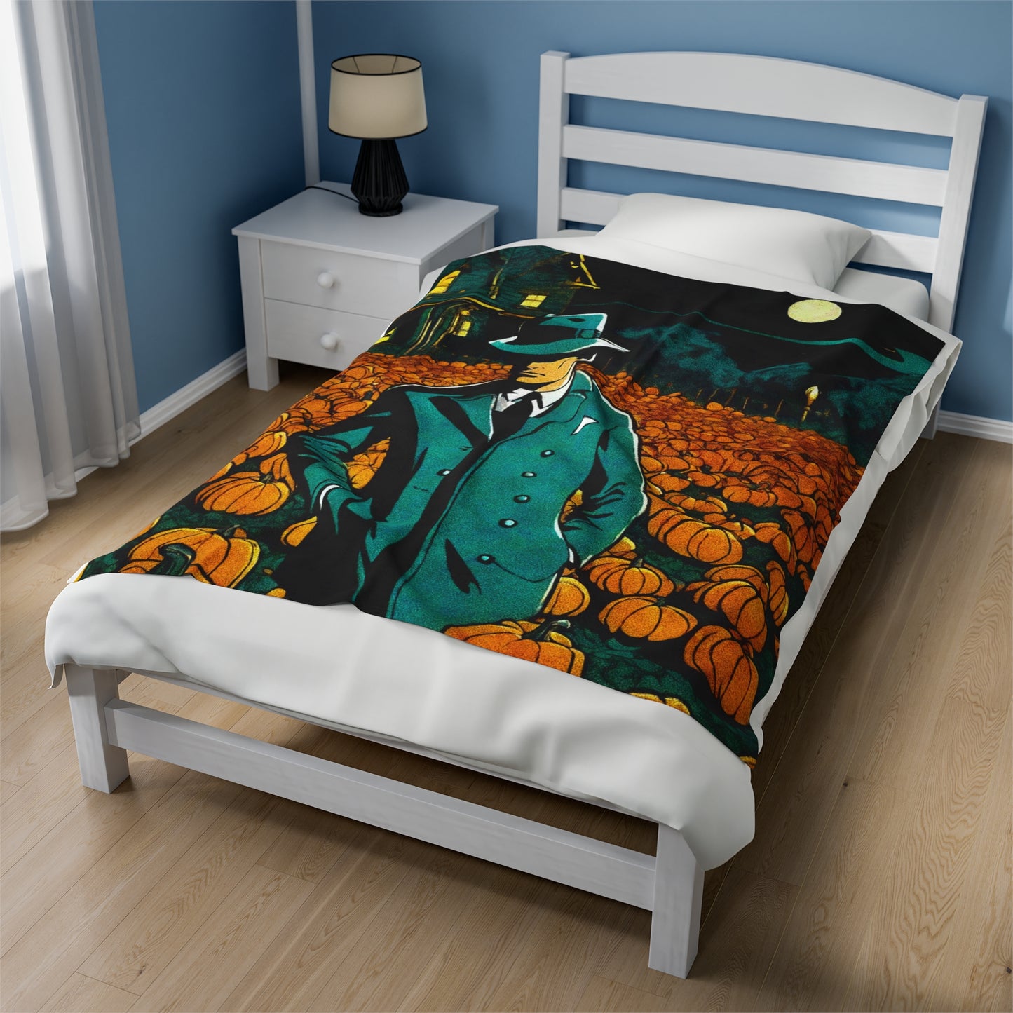 "Tormented Stroll Through The Pumpkin Patch" Velveteen Plush Blanket
