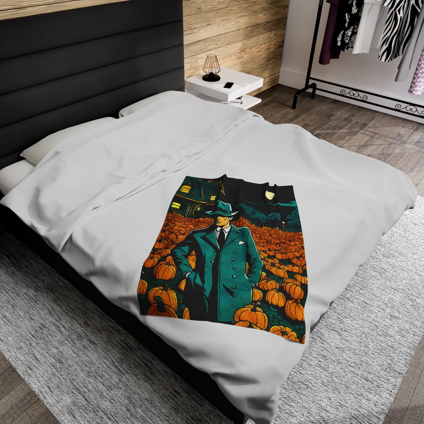 "Tormented Stroll Through The Pumpkin Patch" Velveteen Plush Blanket