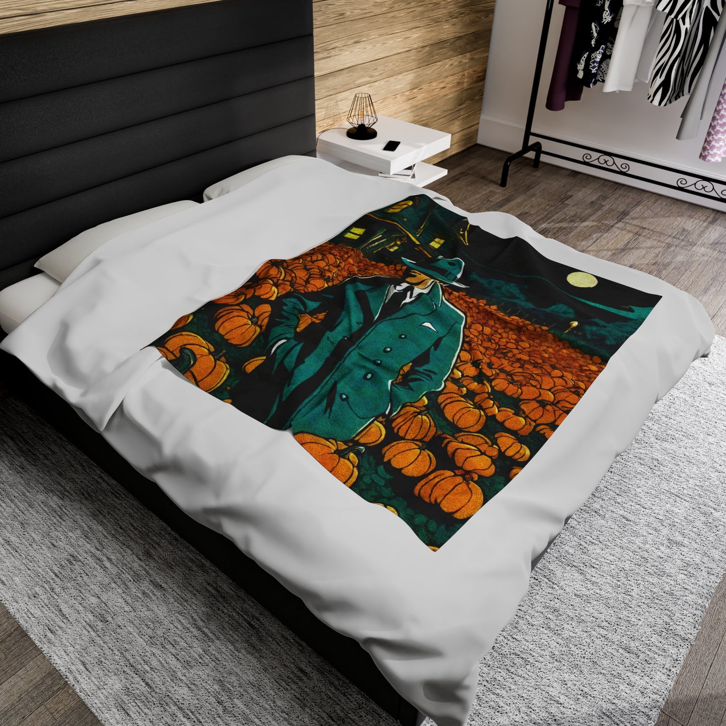 "Tormented Stroll Through The Pumpkin Patch" Velveteen Plush Blanket