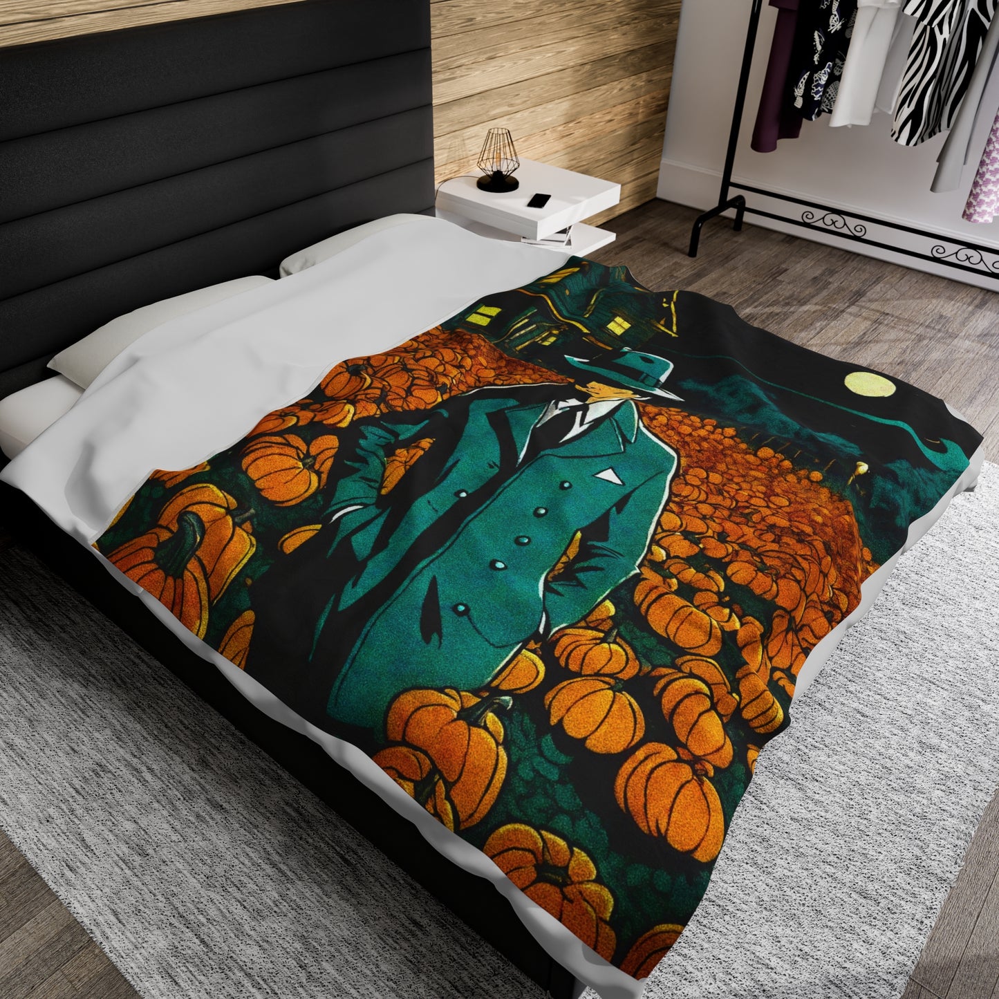 "Tormented Stroll Through The Pumpkin Patch" Velveteen Plush Blanket