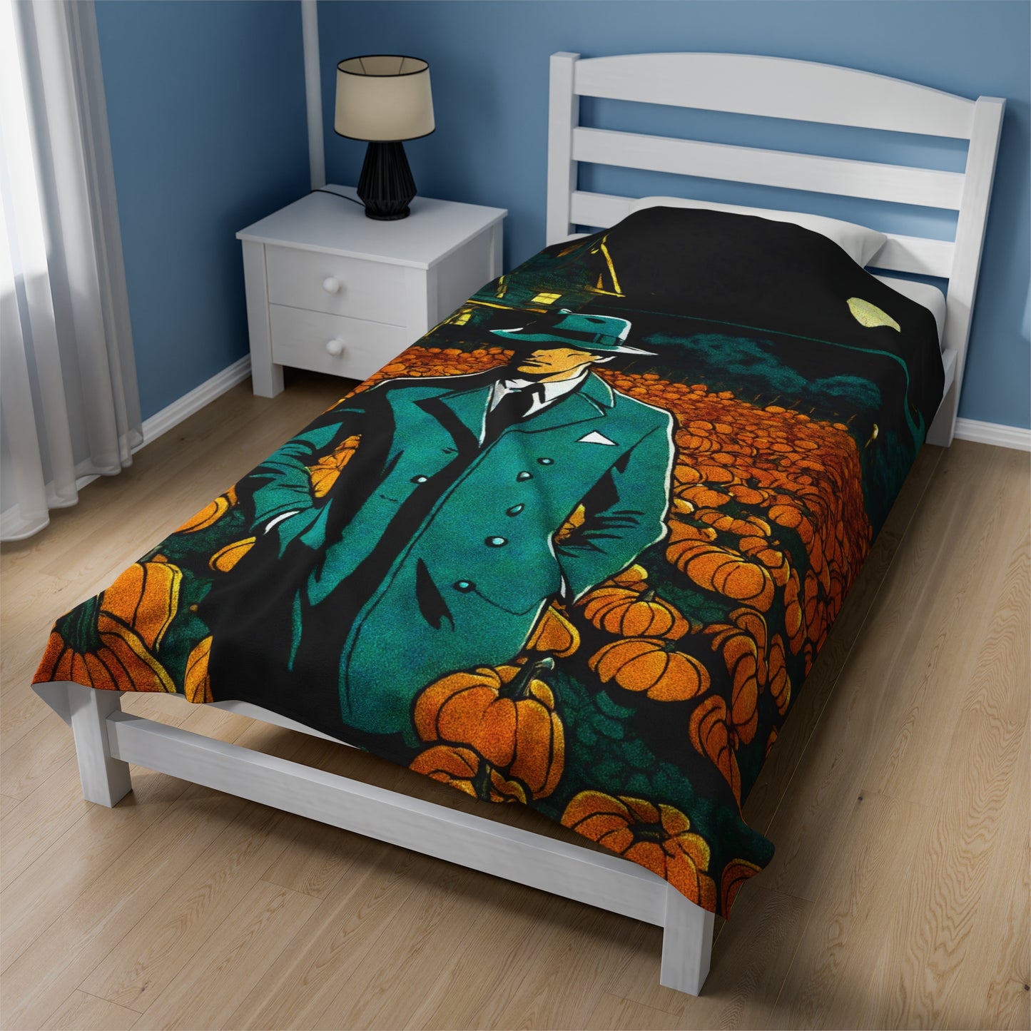 "Tormented Stroll Through The Pumpkin Patch" Velveteen Plush Blanket