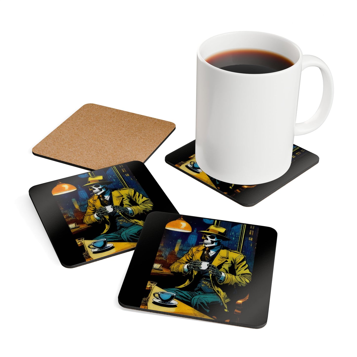 "Late Night Bonez" Corkwood Coaster Set