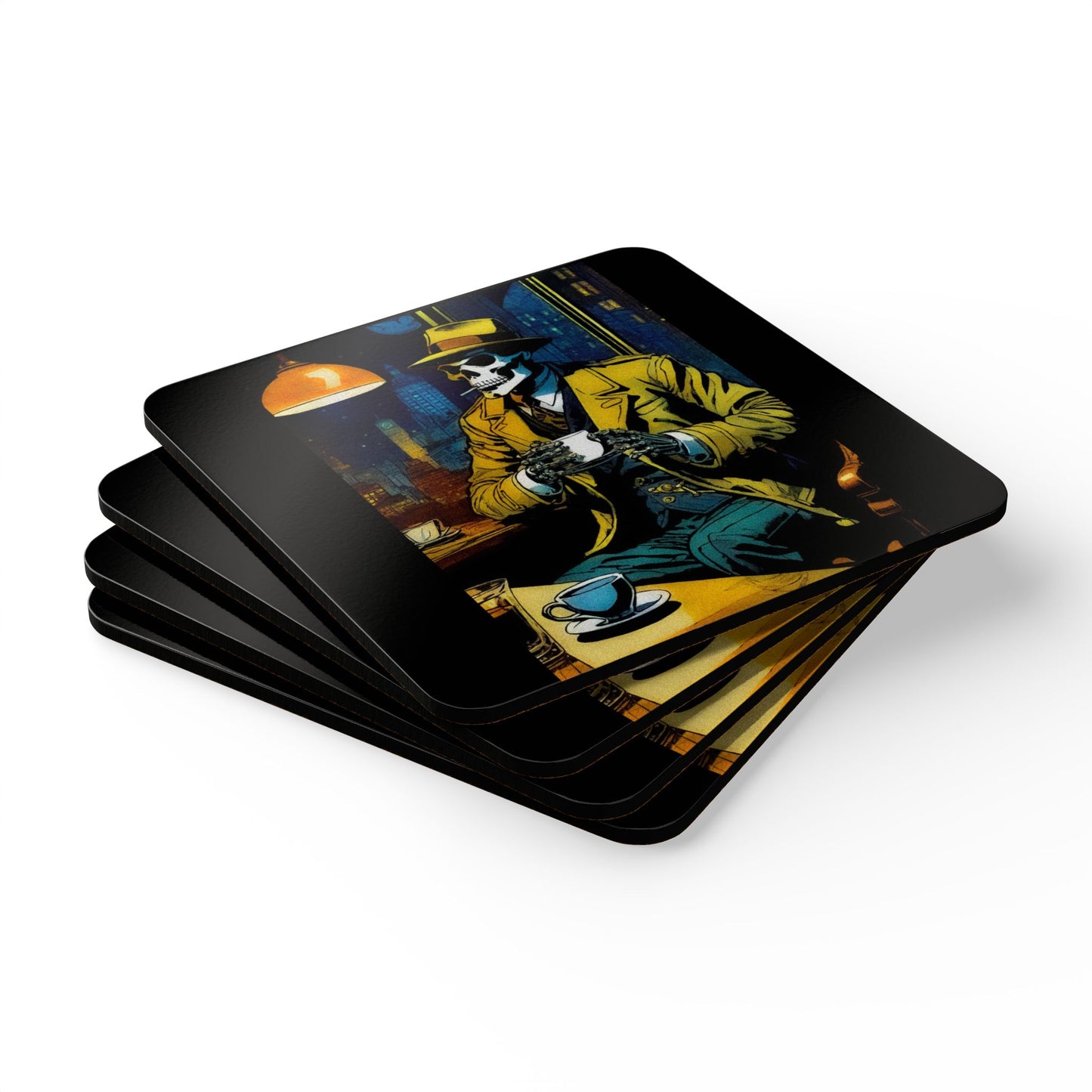 "Late Night Bonez" Corkwood Coaster Set