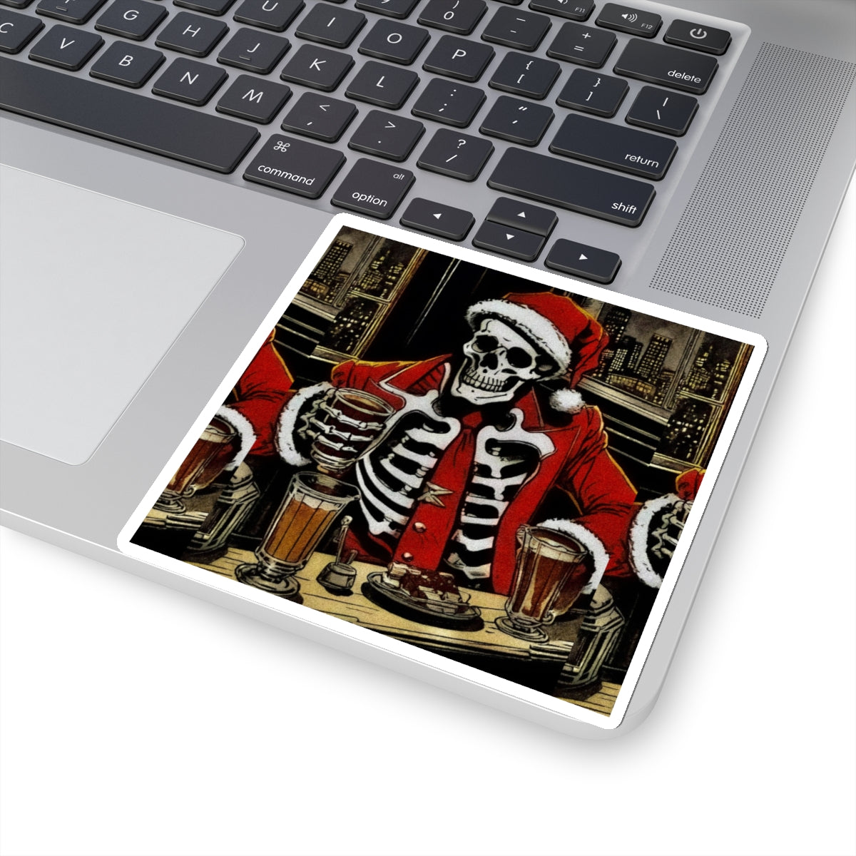 "Too Much Eggnogg Santee Bonez" Kiss-Cut Stickers