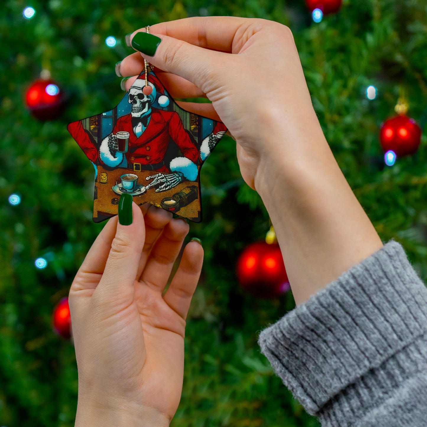 "Santa Bonez ?!" Ceramic Ornament