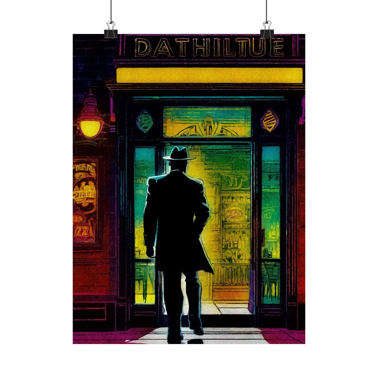 "Monday Nights" Retro Noir Matte Vertical Poster - City Scene Art for Home Decor