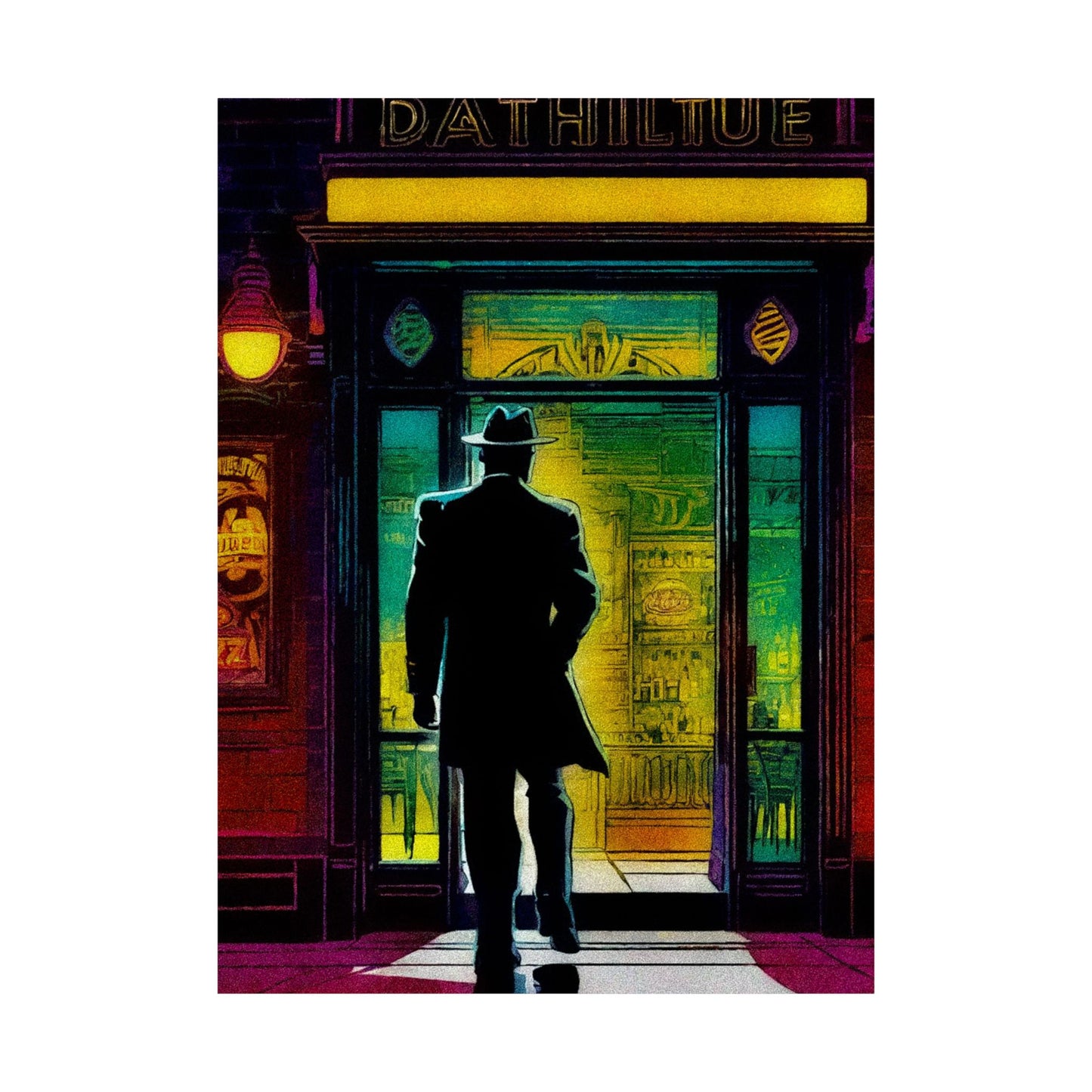 "Monday Nights" Retro Noir Matte Vertical Poster - City Scene Art for Home Decor