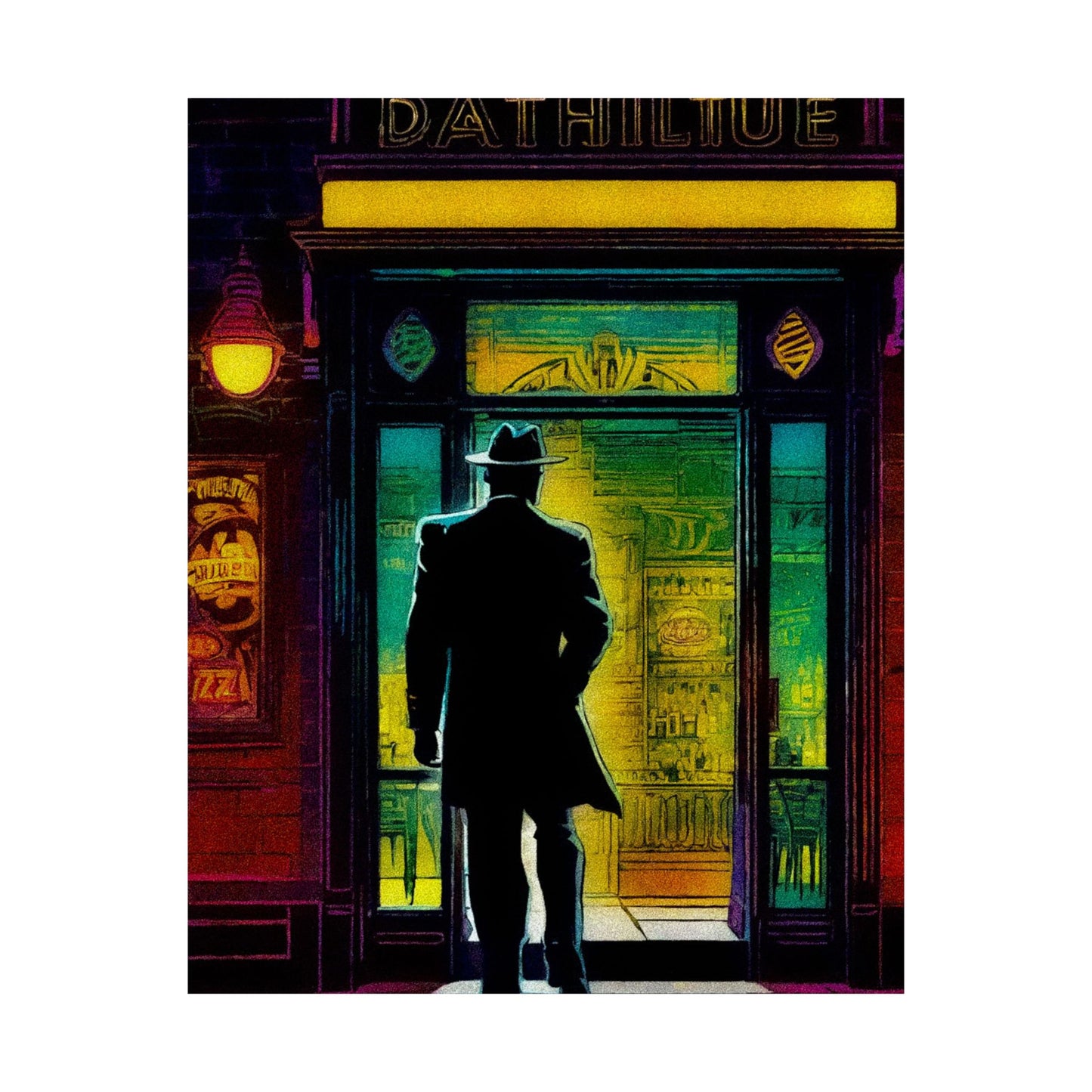 "Monday Nights" Retro Noir Matte Vertical Poster - City Scene Art for Home Decor