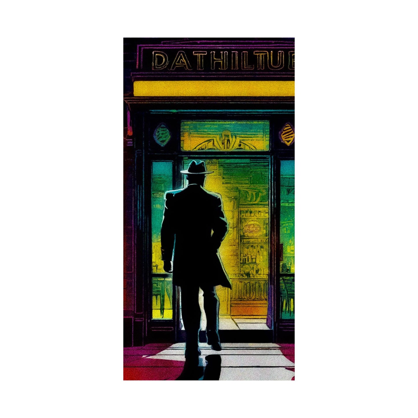 "Monday Nights" Retro Noir Matte Vertical Poster - City Scene Art for Home Decor