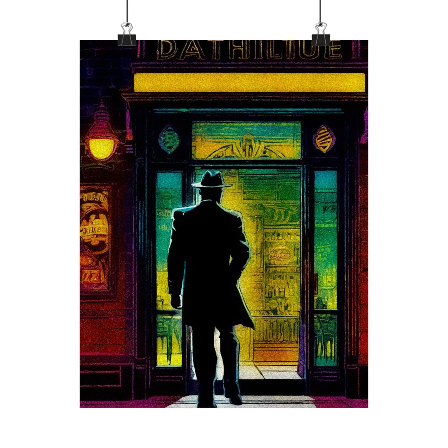 "Monday Nights" Retro Noir Matte Vertical Poster - City Scene Art for Home Decor