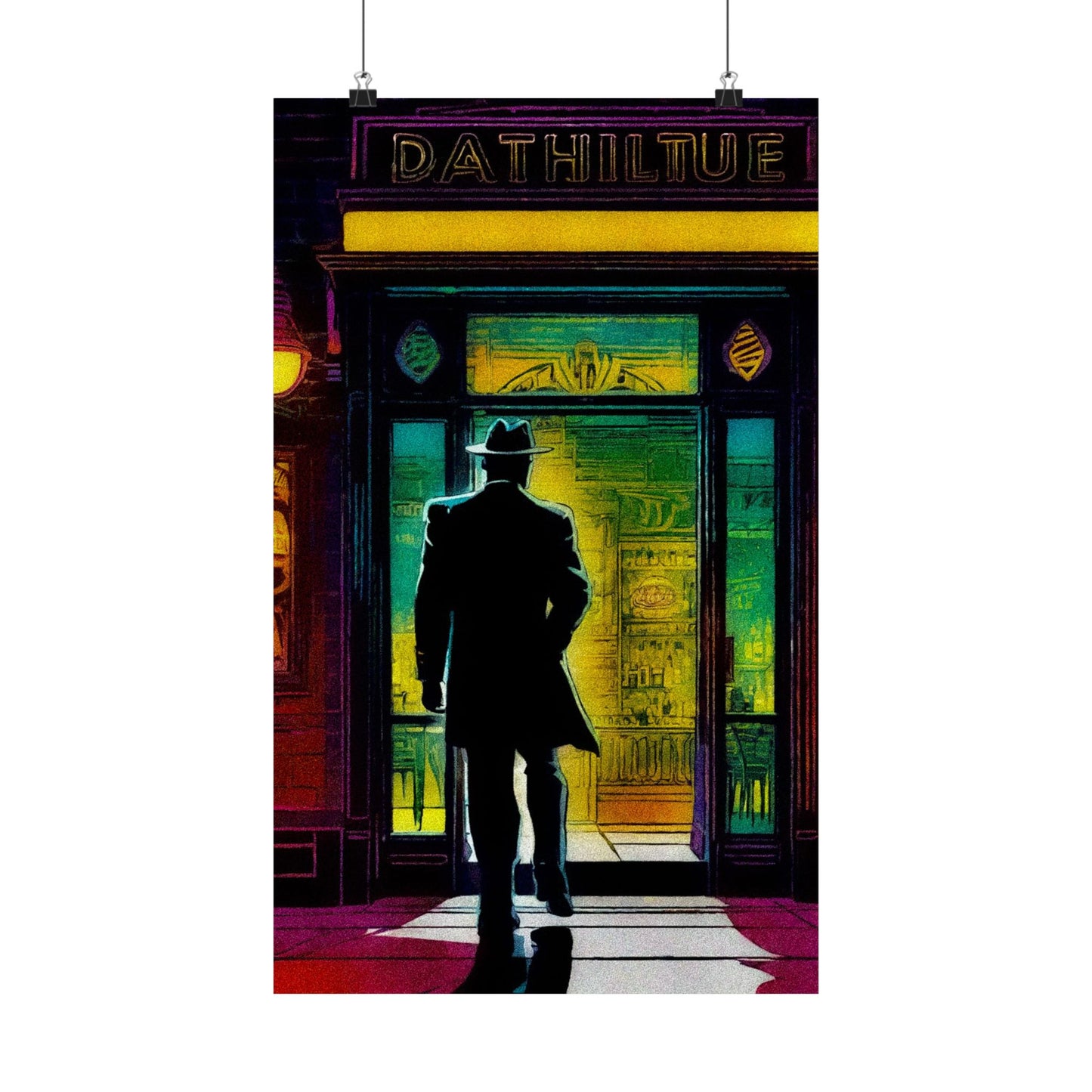 "Monday Nights" Retro Noir Matte Vertical Poster - City Scene Art for Home Decor