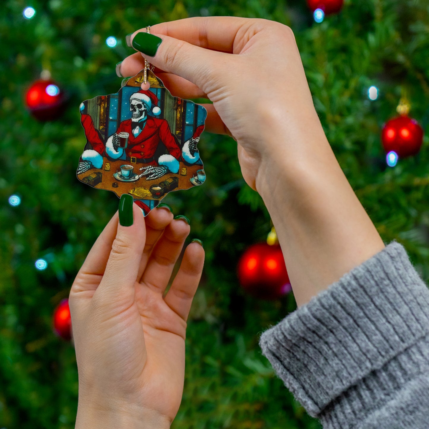 "Santa Bonez ?!" Ceramic Ornament