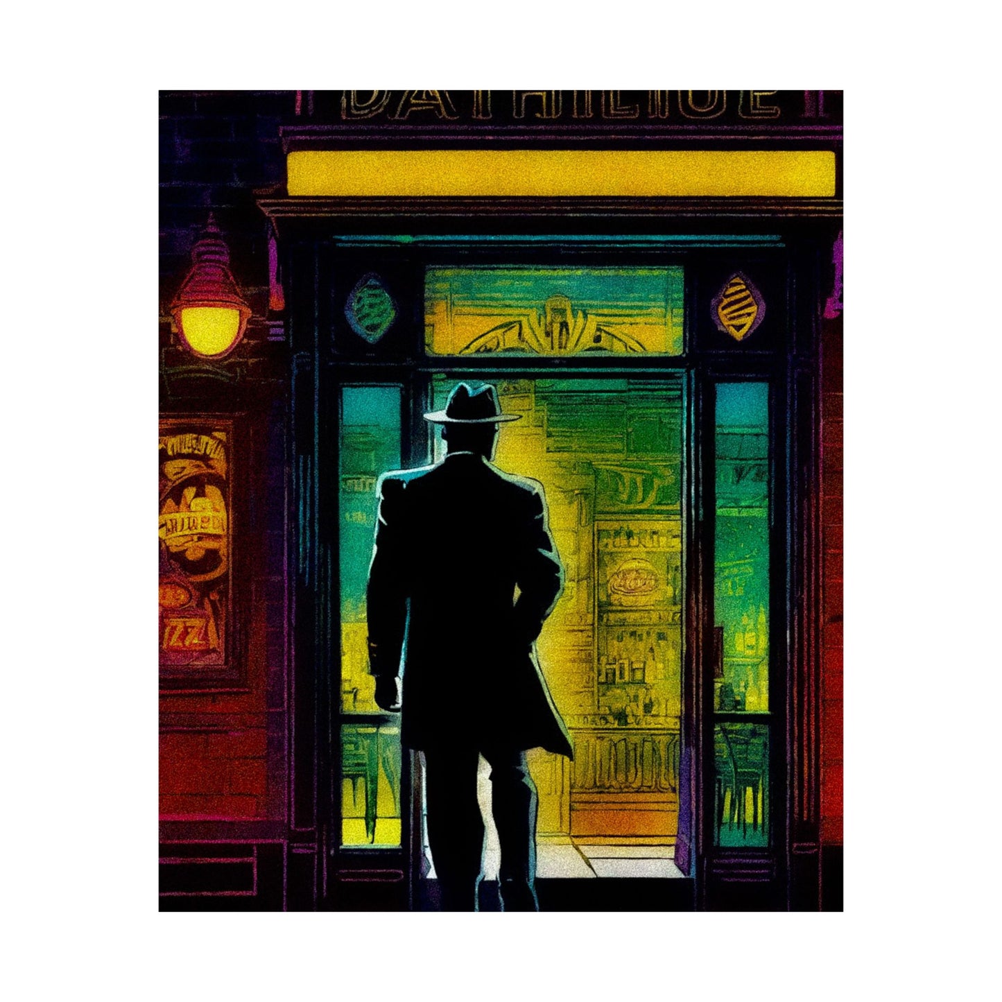 "Monday Nights" Retro Noir Matte Vertical Poster - City Scene Art for Home Decor