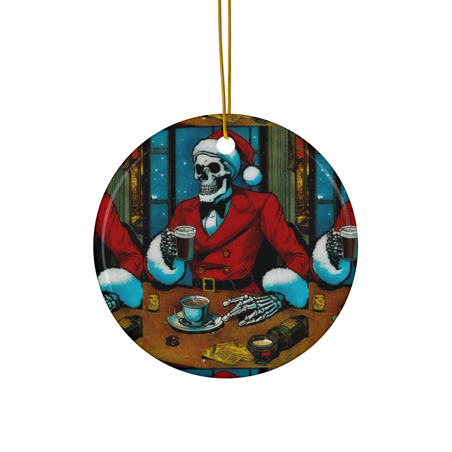 "Santa Bonez ?!" Ceramic Ornament