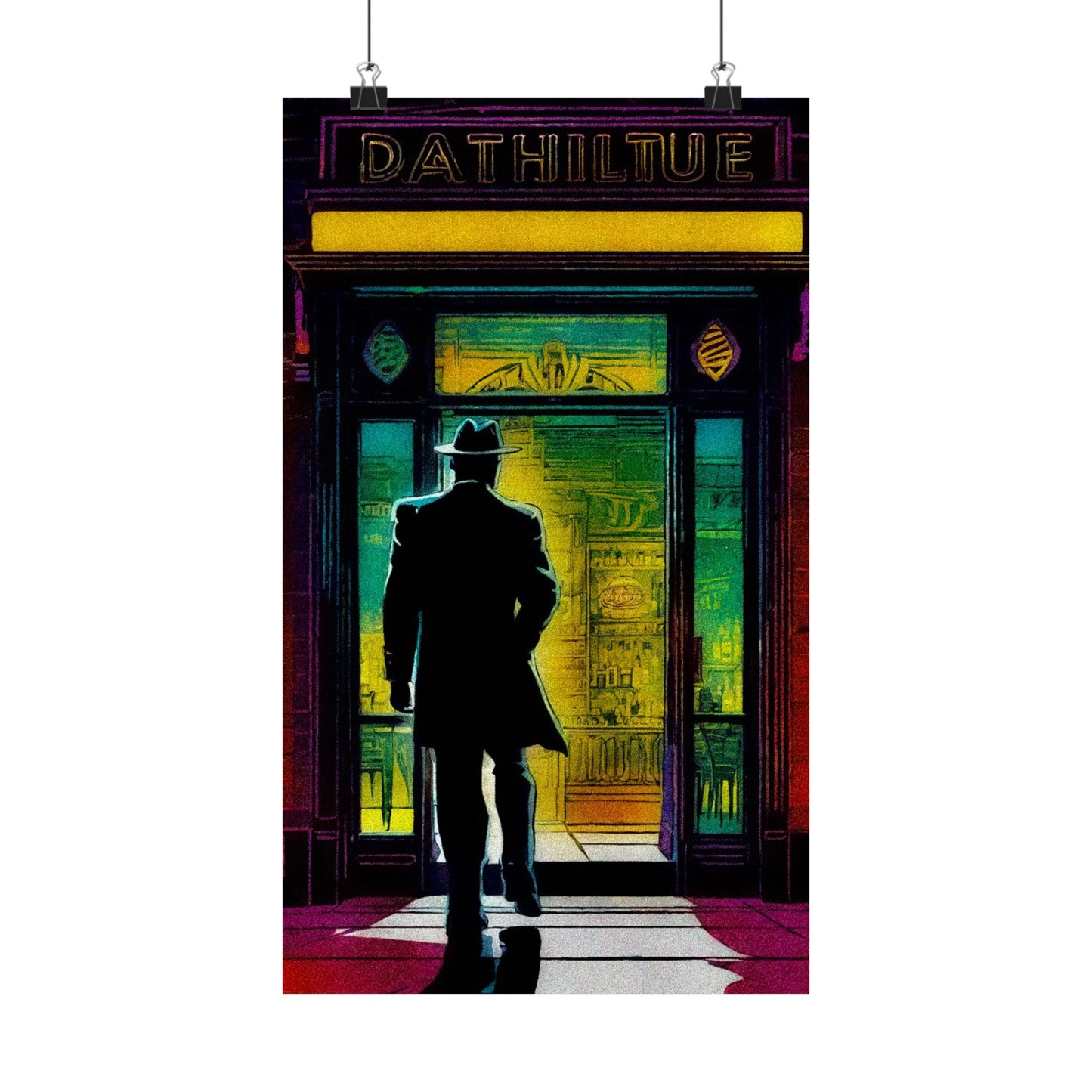 "Monday Nights" Retro Noir Matte Vertical Poster - City Scene Art for Home Decor