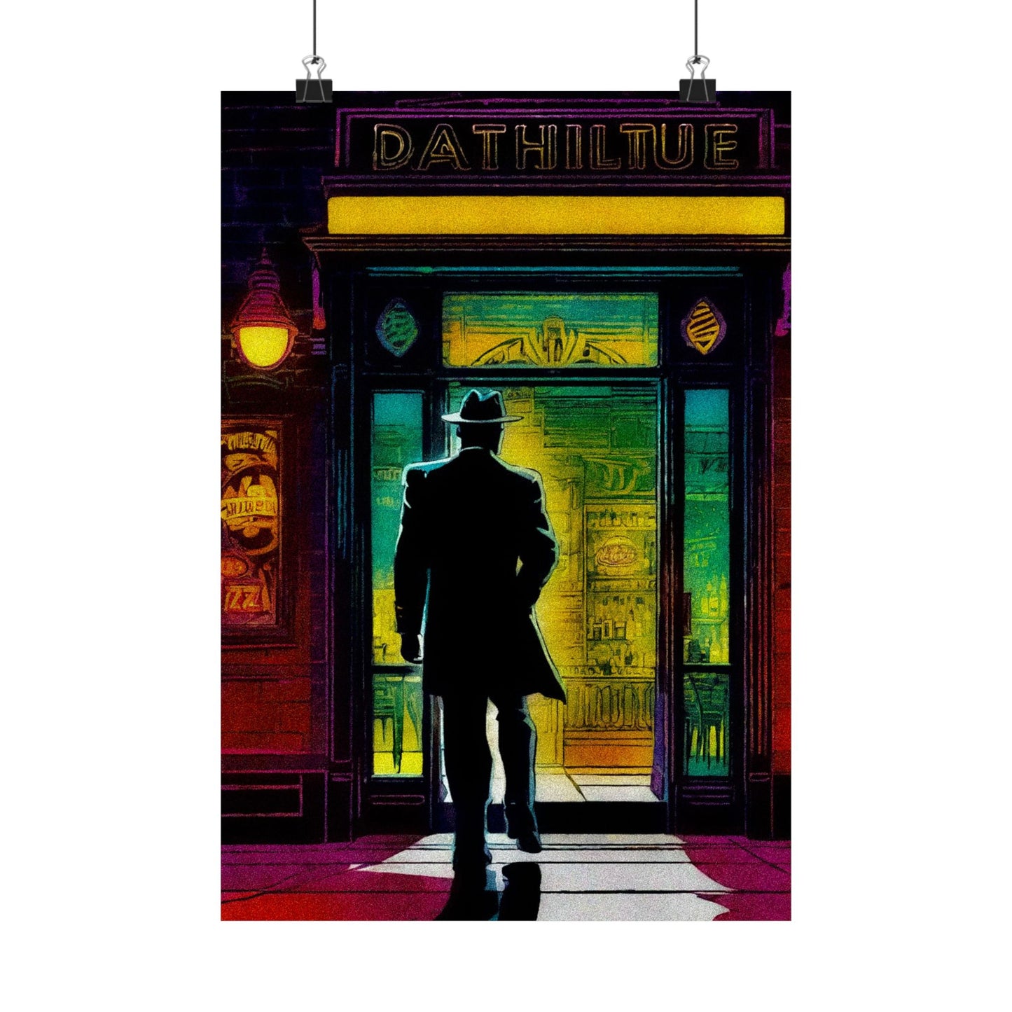 "Monday Nights" Retro Noir Matte Vertical Poster - City Scene Art for Home Decor