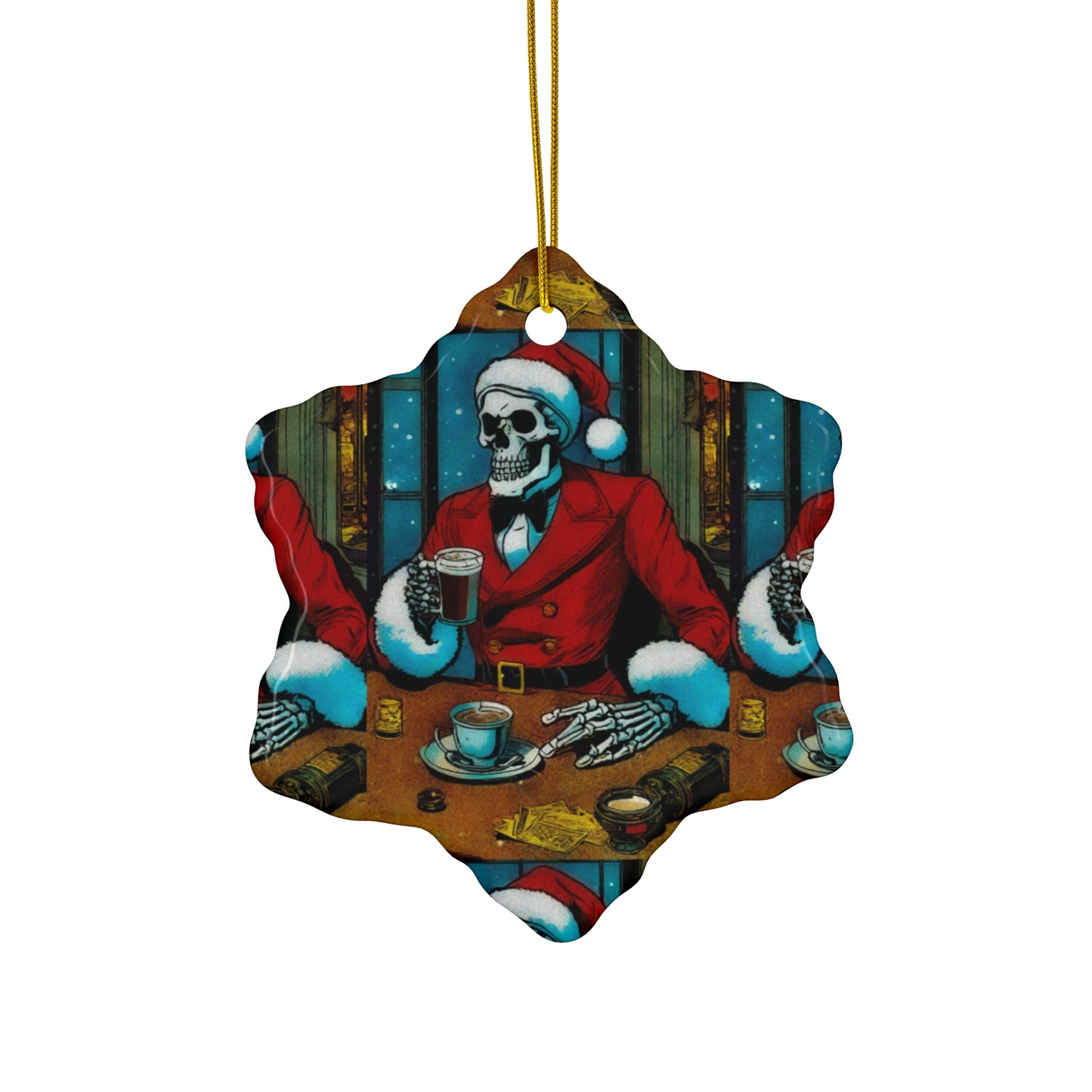 "Santa Bonez ?!" Ceramic Ornament