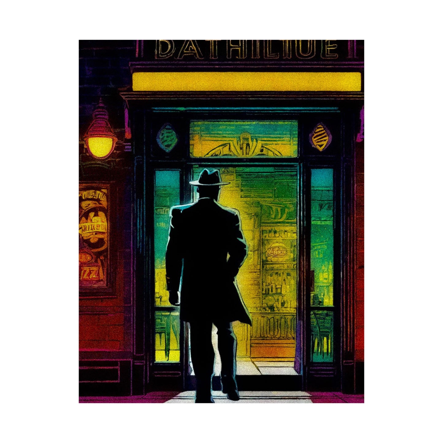 "Monday Nights" Retro Noir Matte Vertical Poster - City Scene Art for Home Decor