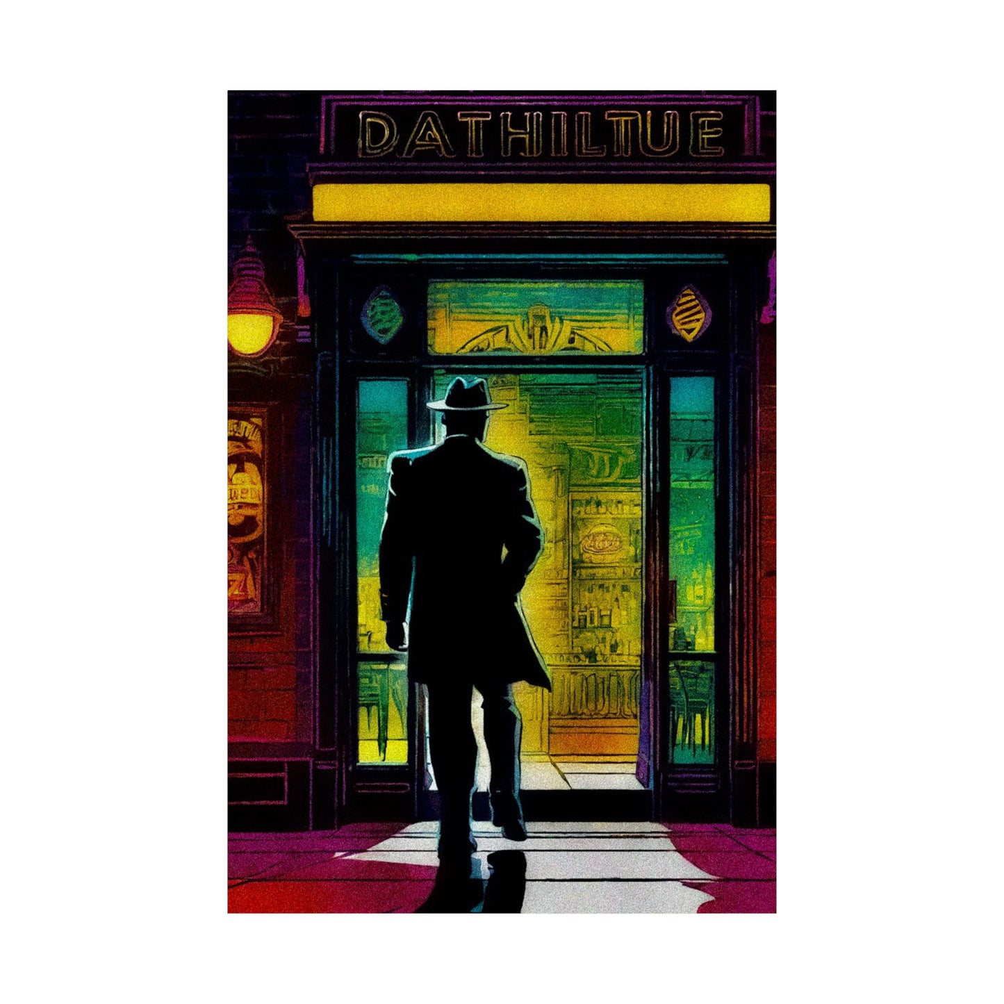 "Monday Nights" Retro Noir Matte Vertical Poster - City Scene Art for Home Decor