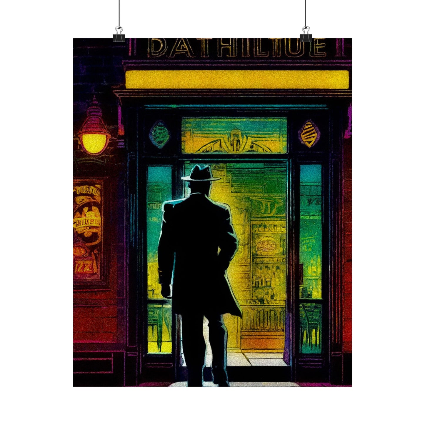 "Monday Nights" Retro Noir Matte Vertical Poster - City Scene Art for Home Decor