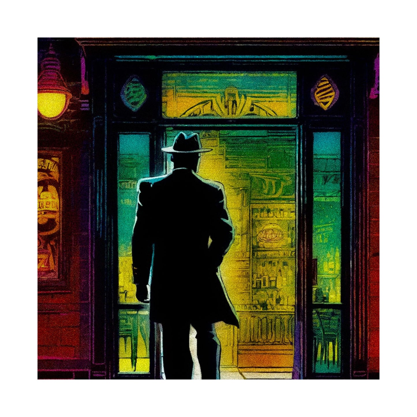 "Monday Nights" Retro Noir Matte Vertical Poster - City Scene Art for Home Decor