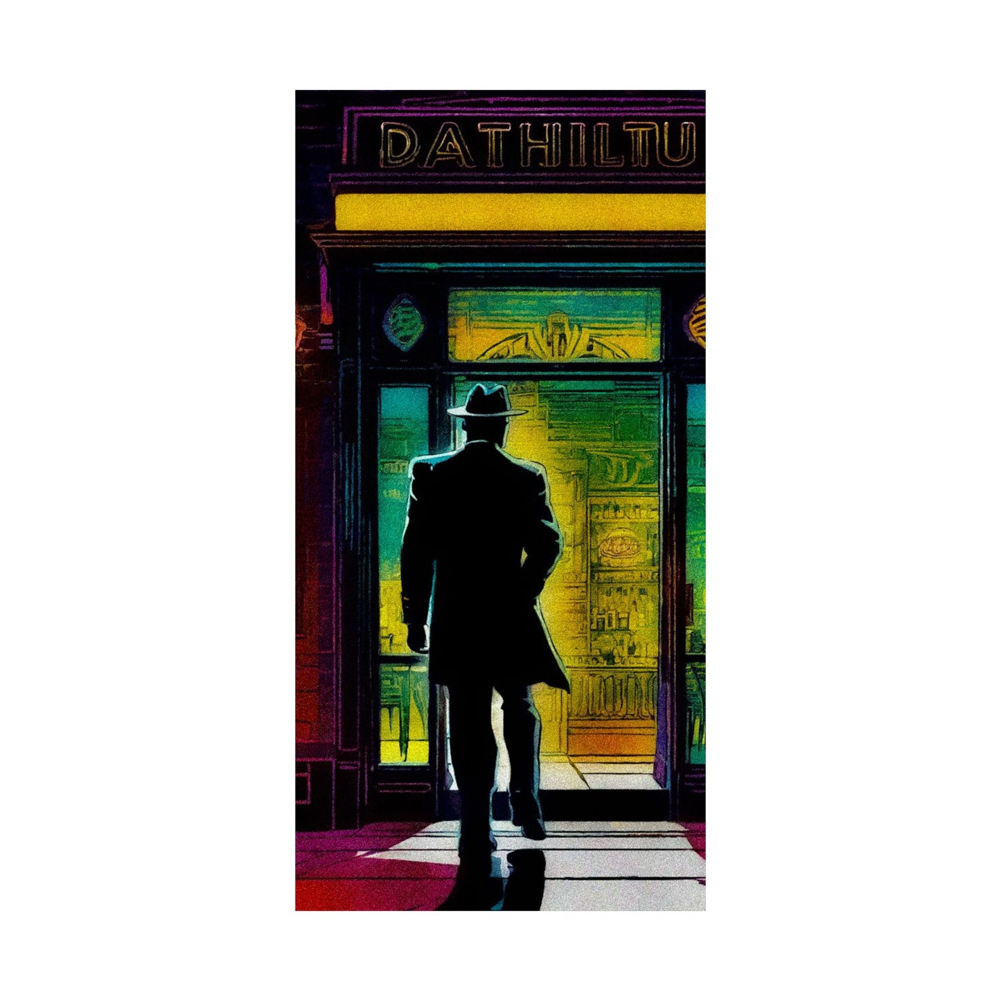 "Monday Nights" Retro Noir Matte Vertical Poster - City Scene Art for Home Decor