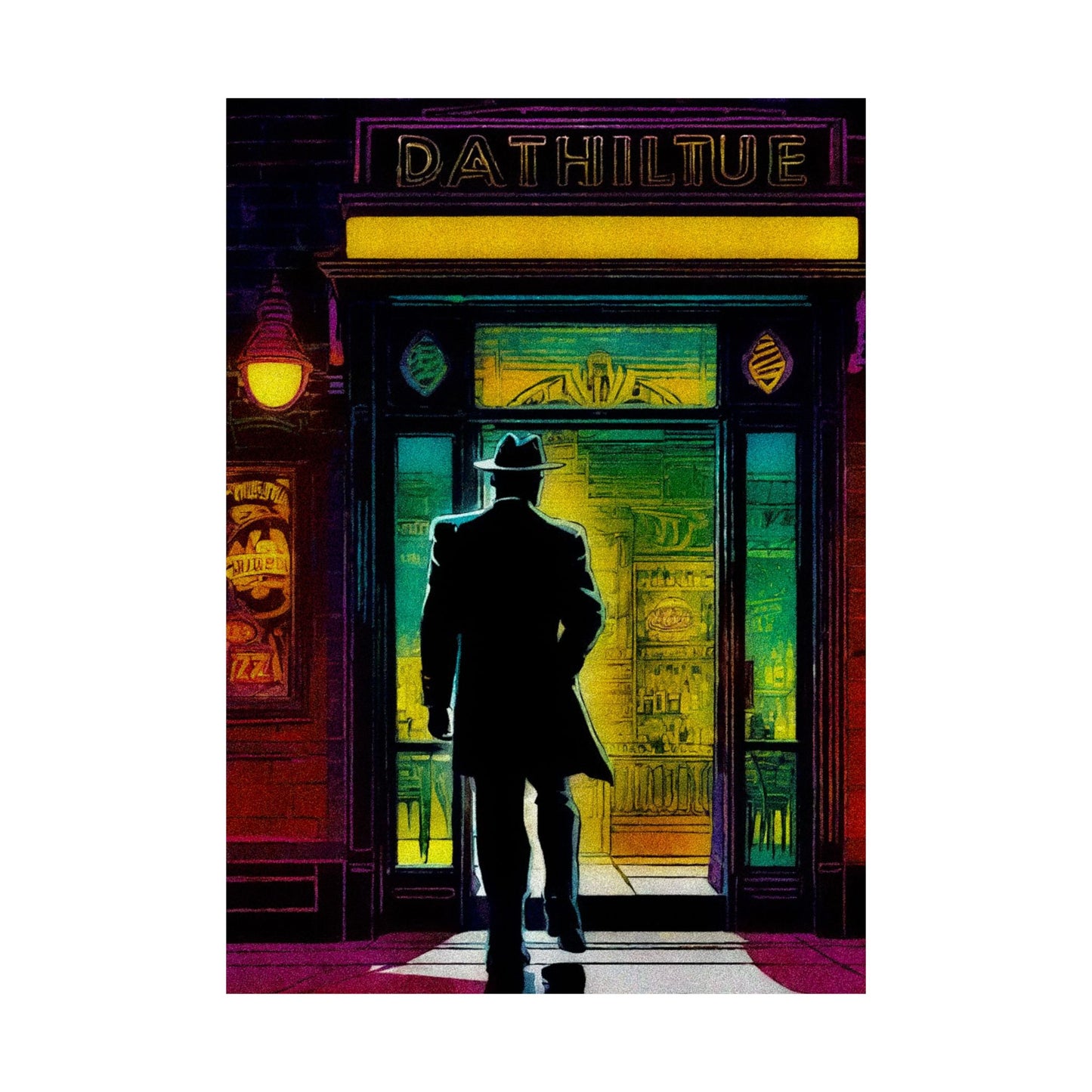 "Monday Nights" Retro Noir Matte Vertical Poster - City Scene Art for Home Decor